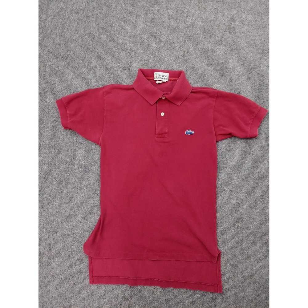 Vtg Izod Lacoste Polo Shirt Mens 1/2 Patron Small Slim Burgundy Made In USA